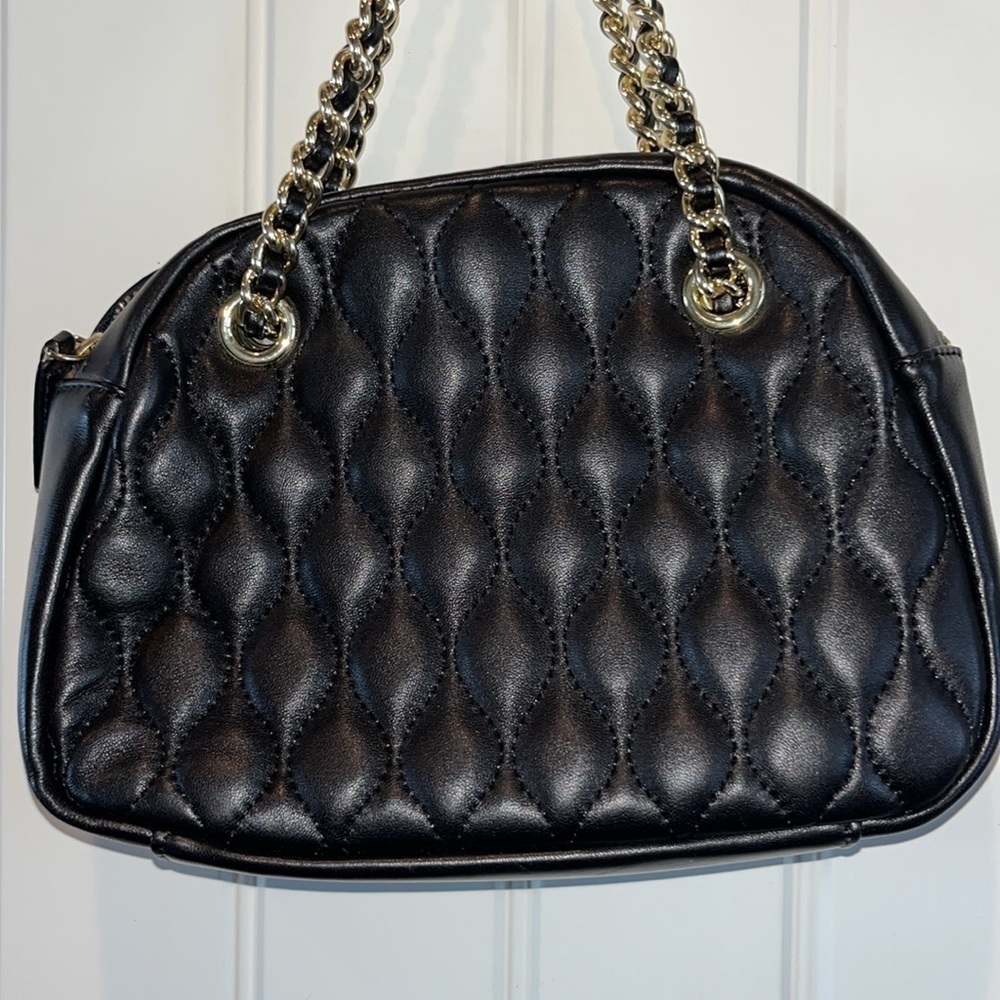 Talbots Classic classic black quilted leather adjustable chain strap purse - Picture 6 of 15